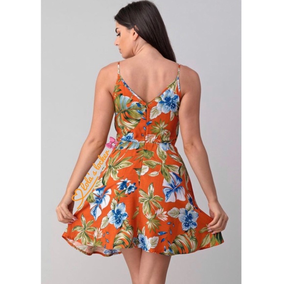 Tropical Floral Print Mini Dress - Picture 4 of 8
